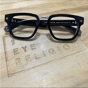 Philipp Plein Logo College Black Square Glasses